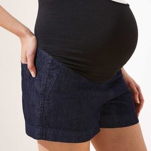 Loft, dark denim maternity shorts